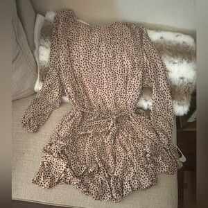 Target Beige Animal Print Mini Dress with Ruffle Hem